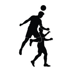 Soccer Header Action, Football Jump Silhouette
