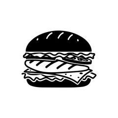 Classic burger with lettuce and tomato isolated on transparent background, Vector