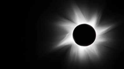 Witness total solar eclipse casting shadows over the landscape during midday with vivid solar corona, Total solar eclipse