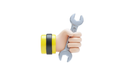 3D Cartoon Hand Holding a Wrench