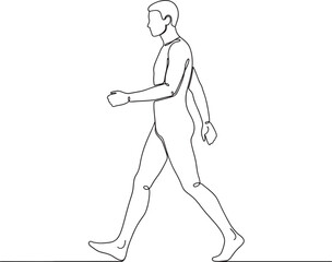 One-line drawing of a human walking, simple, minimal vector