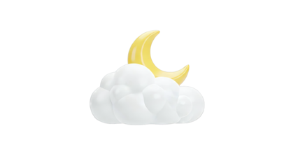 3D Render of Crescent Moon and Fluffy Cloud