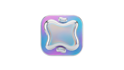Abstract Holographic Button on White Background