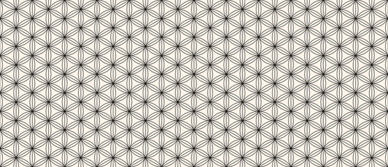 Classic oriental geometric seamless pattern with floral grid, thin lines, hexagons, triangles, flowers, lattice. Abstract minimal linear black and white background. Elegant modern repeatable design