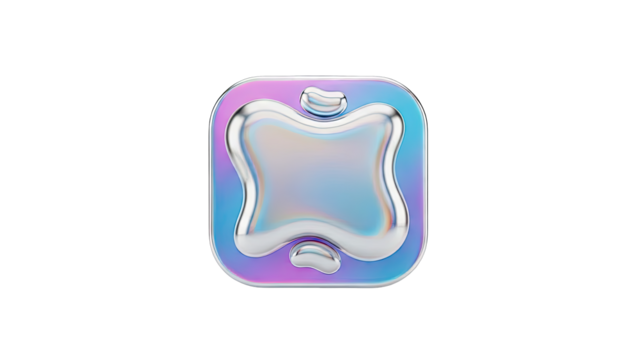 Abstract Holographic Button on White Background - Powered by Adobe