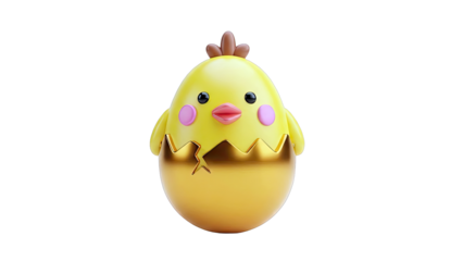 Cute Chick Hatching from Golden Egg