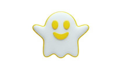Cute White Ghost with Yellow Outline and Face