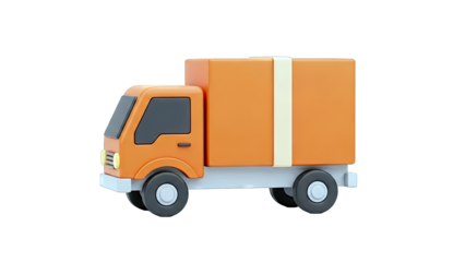 Orange 3D Delivery Truck with Box