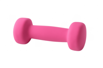 Pink dumbbell for fitness strength training on transparent background