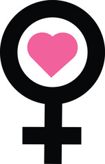Pink Heart in Black Venus Symbol female symbol woman symbol
