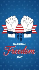 National freedom day patriotic fist american flag ribbon