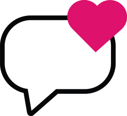 Speech bubble with pink heart icon chat bubble message icon