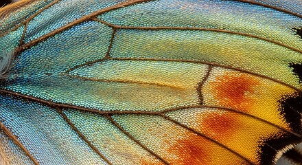 Close-up of colorful butterfly wing.