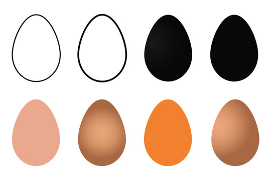 Easter egg icon, vector. Set of easter eggs. Set of vector silhouettes of Easter eggs. Silhouette and out line of Easter egg symbol icon vector set. Vector illustration 