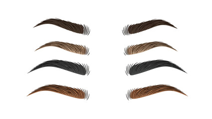 Collection of assorted eyebrow shapes and colors, perfect for makeup and beauty applications