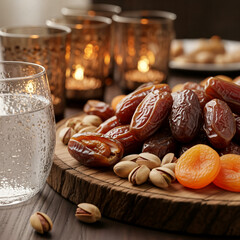 Ramadan Lantern decoration background 3d rendering .