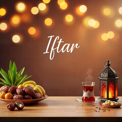 Ramadan Lantern decoration background 3d rendering .