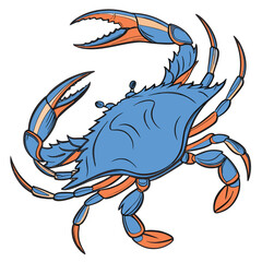 This high-quality, realistic blue crab vector illustration captures the vibrant colors and intricate details of the iconic Callinectes sapidus. Featuring the signature bright blue claws and mottled.