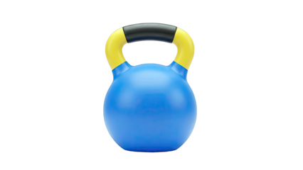 Blue and Yellow Kettlebell with Black Handle