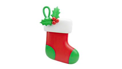 Christmas Stocking with Holly Decoration