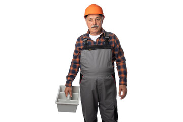 Construction Worker Holding Plastic Tool Box