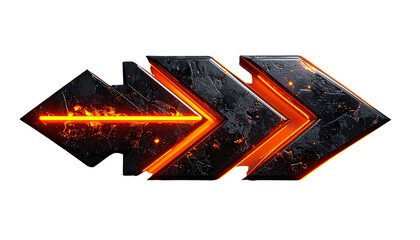 Glowing 3D Arrows with Black and Orange Neon Effect 