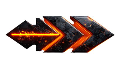 Glowing 3D Arrows with Black and Orange Neon Effect 