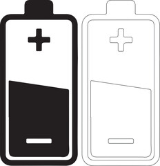 Two battery icons, one filled and one empty, symbolizing power levels.