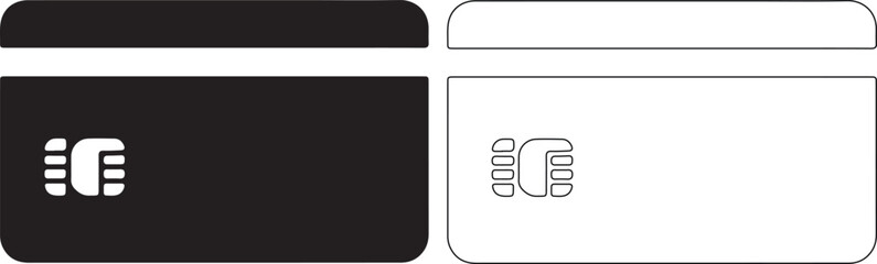Black and white illustration of blank credit card with chip