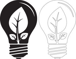Eco-friendly light bulb with leaf inside, symbolizing green energy and sustainability