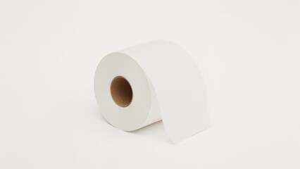 A roll of toilet paper on a plain background.