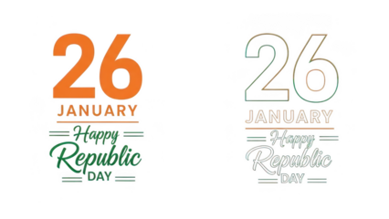 Happy republic day design elements isolated on transparent background