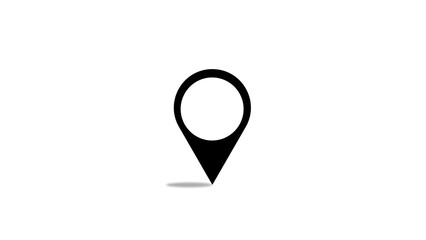 Classic Black Map Pointer Icon with Shadow for Navigation and Location Marking on White Background