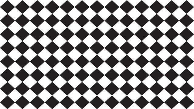 Classic Black and White Checkerboard Diamond Pattern Seamless Geometric Background for Graphic Design