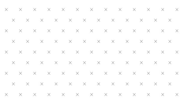 Minimalist graphic pattern of thin black X signs in a staggered geometric arrangement on white.