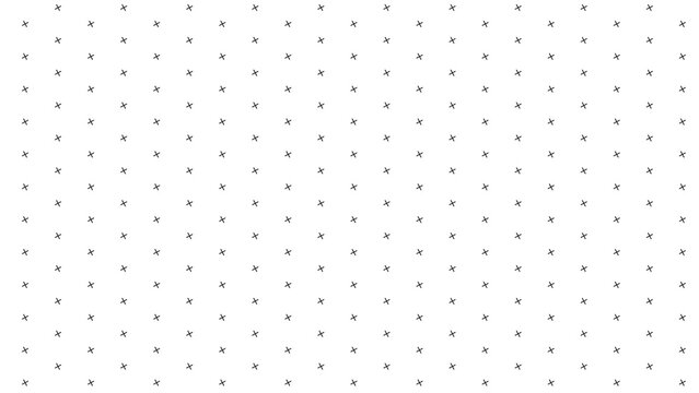 Abstract pattern of small black diagonal crosses in a staggered grid on a clean white background.