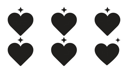 Heart Icon Set. in Black Love, Relationship and Connection Symbols. Vector illustration eps 10