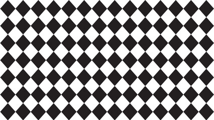 Seamless black and white harlequin diamond pattern background. Classic geometric checkered texture for textile, print, or digital design.