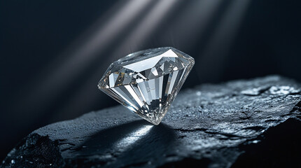 Macro View of Diamond Crystal with Dramatic Lighting