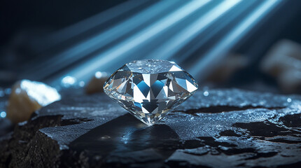 Pure Diamond Crystal Reflecting Light, Premium Concept