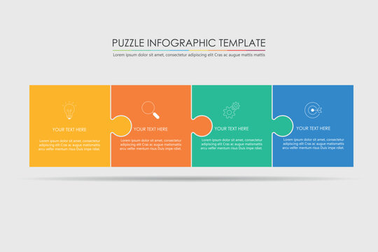puzzle infographic design with 4 step, graph to describe the steps