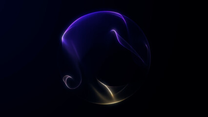 Obraz premium Flowing blue and yellow gradient orb with soft glowing light. Abstract digital sphere with smooth energy lines.