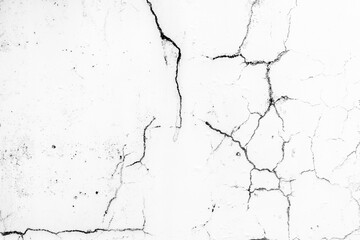 Fototapeta premium Cracked white wall with detailed black fissures and texture