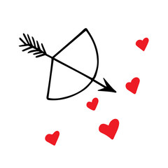 Love concept doodle, Valentine's Day decoration. Hand-drawn romantic feelings sign. Sketch, minimalism design for February 14, art line art. Isolated. Vector illustration