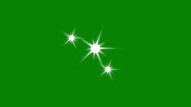 Doodle style twinkle stars animation. white cartoon blinking stars, flat, vector, doodles style stars blinking effects with Alpha Channel. deep glowing light with doodle stars on green screen.4