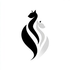 Fototapeta premium cat black and white vector icon