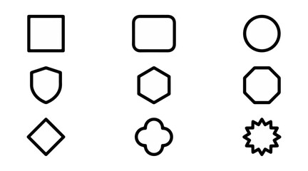 Geometric shape collection isolated on black background