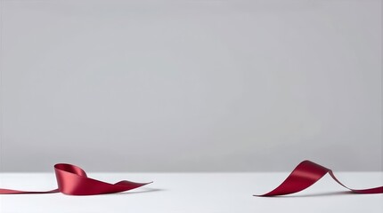 Ribbon loop accent on neutral background for Valentine design and branding