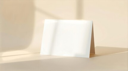 Blank Valentine card mockup on cream background for print and digital design
