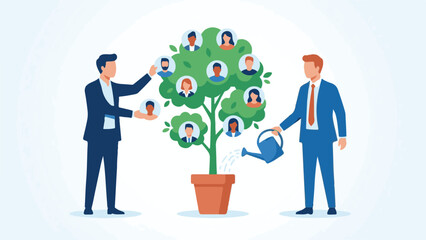 Businessmen nurturing and growing a diverse team, human resources concept